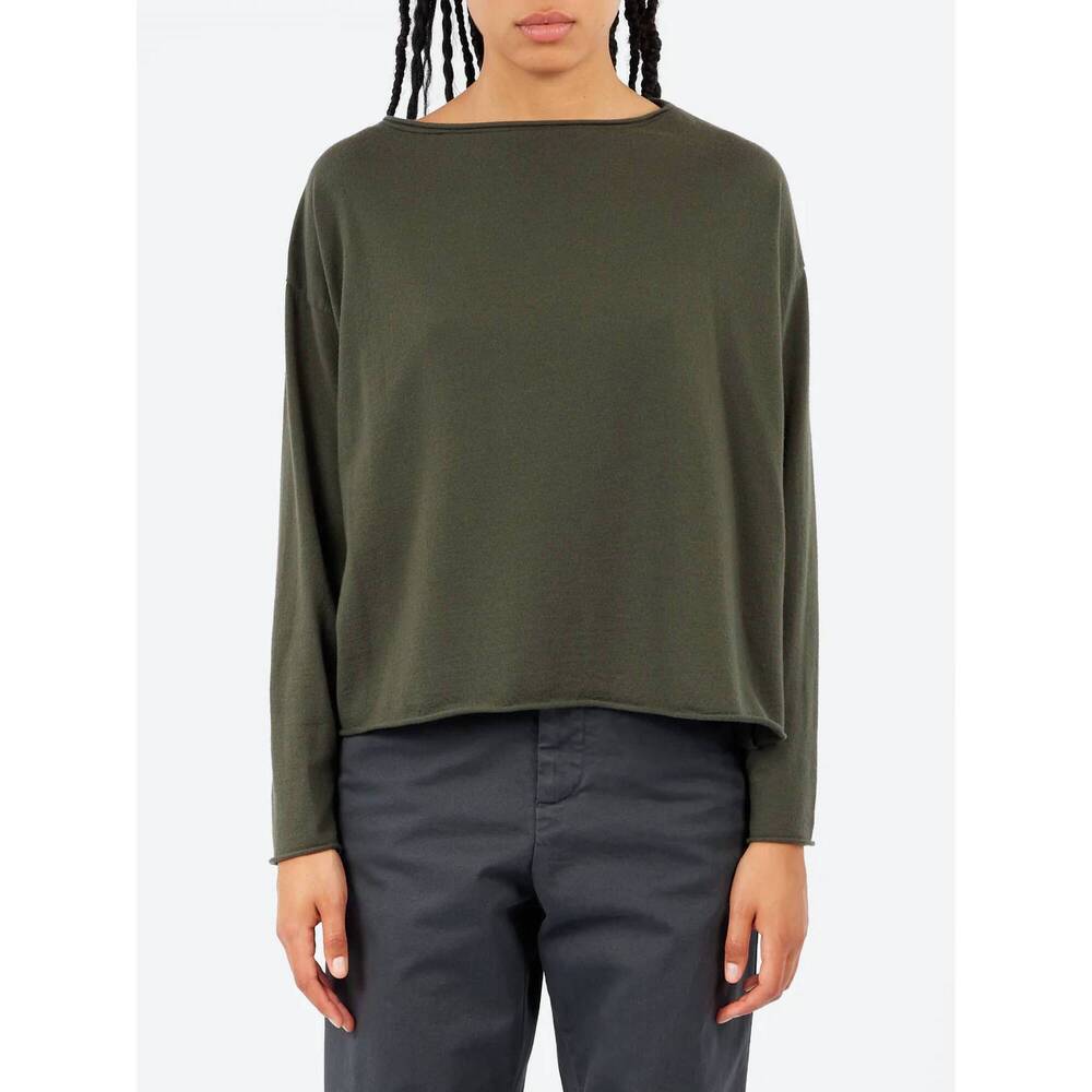 NEW LABO.ART maglia jeppe charme merino wool long sleeve tee in forest olive gre